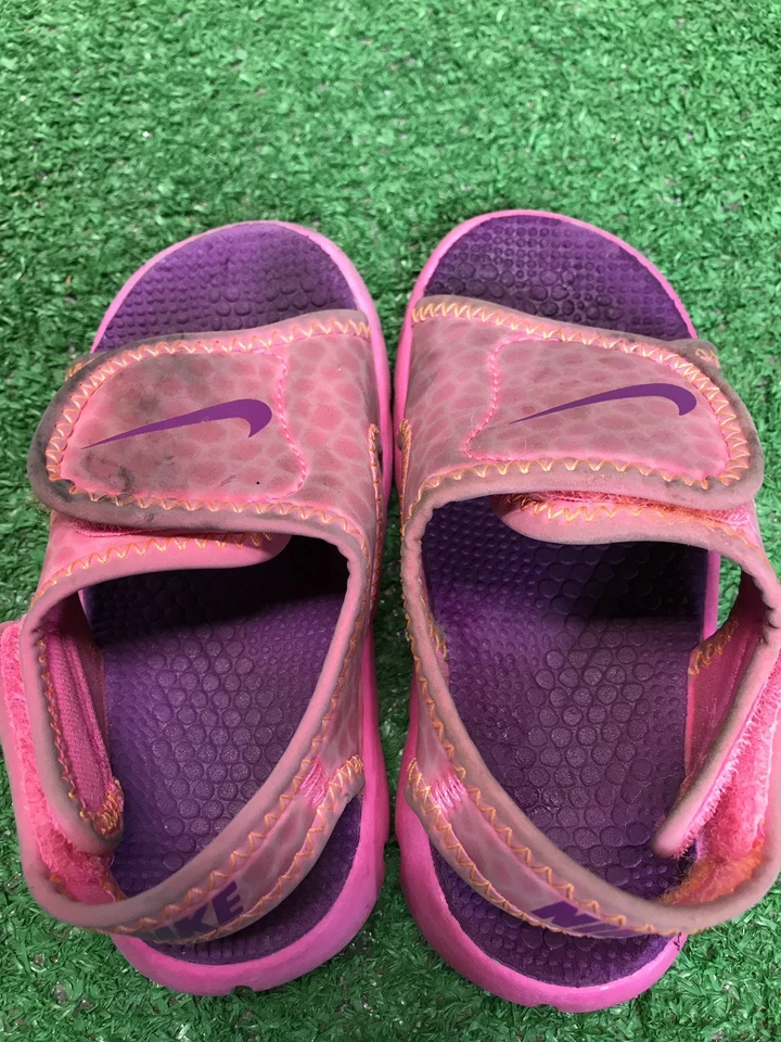 Girls Toddler Nike Sunray Adjustable Sport Beach Sandals Pink & Purple Size 7c - Image 4 of 4