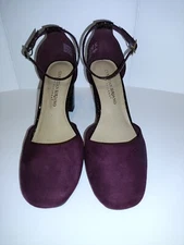 Christian Siriano for Payless Burgundy High Heels Shoes Size 6.5  ZIP Suede 4” 