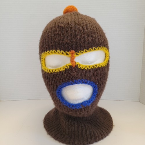 Vintage Skimaske Beanie Apres Retro Ski Kopfbedeckung Schneemütze braun 70er 80er braun - Bild 7 von 7