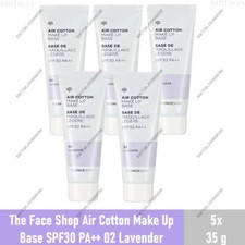 5 x The Face Shop Air Cotton Make Up Base SPF30 PA  02 Lavender Clear Coverage