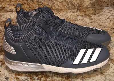 ADIDAS Boost Icon 3 Mid Dark Grey White Metal Spikes Baseball Cleats NEW Mens 11