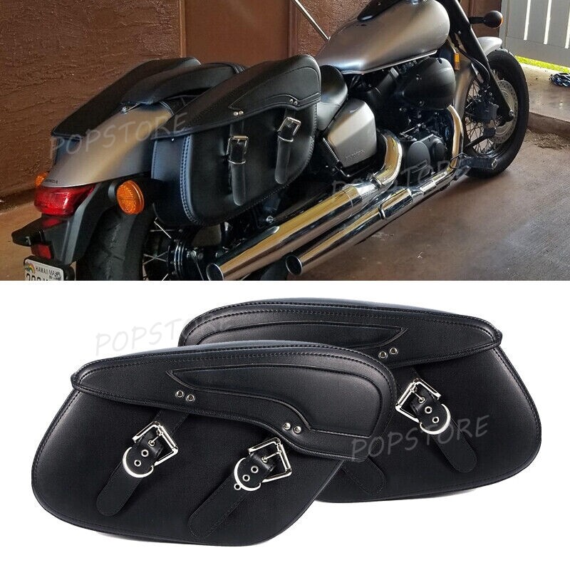 Luggage Side Saddle Bags PU Leather For Harley Touring Sportster XL883 1200 Dyna-image