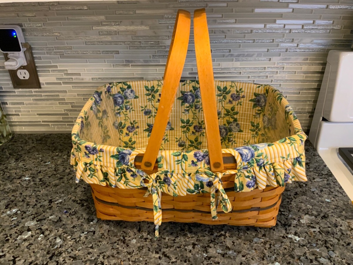 Longaberger Blue Large Market Basket, Swinging Handles, Liner