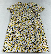 Ann Taylor Yellow Floral Tee Short Sleeve Back Zip Shift Dress Womens Size 10P