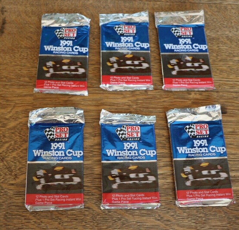 Lot/6 MINT PKGS 1991 PRO SET WINSTON CUP RACING (12 PHOTOS/STAT CARDS IN EACH)