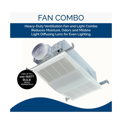 Broan-Nutone 668RP Ceiling Bathroom Exhaust Fan and Light Combo, 100-Watt  Inc... | eBay