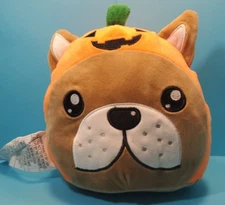 Idea Nuova Plush Tan Dog Head Harvest Pumpkin Squishy Pillow Toy Stuffed Animal