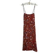 Hutch Declan Crepe Midi Dress Sizes 10 Rust Brown Floral Square Neck Summer Fun