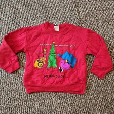Kiddy Kats Christmas Animals Red Long Sleeve Sweatshirt Toddler 4T Memphis Zoo