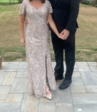 Mother Of Bride Alex Evenings Taupe Sequin Size 8