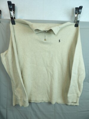 Polo Ralph Lauren Sweater Mens Size 2X Large White Pullover 1/4 Zip 100% Cotton