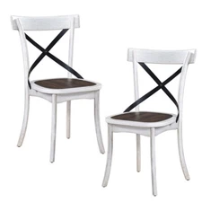 Set of 2 Rustic Kitchen Dining Chairs Oak Dining Room Side Chair X Backrest