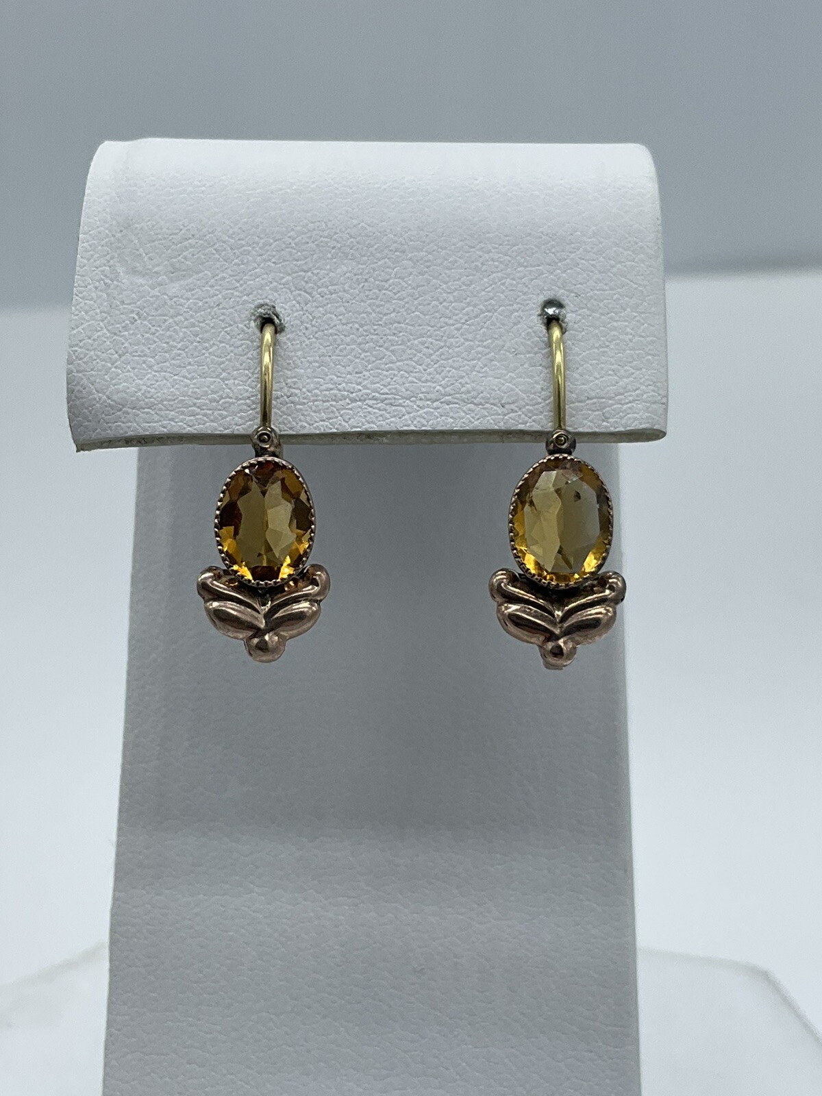 Victorian 8K Yellow and Rose Gold Citrine Hinge Back … Gem