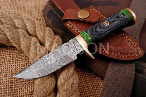 Damast Messer Damaszener Stahl Jagd Knife Damascus Hunting Bowie 5026EK