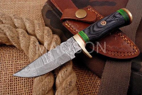 Damast Messer Damaszener Stahl Jagd Knife Damascus Hunting Bowie 5026EK - Bild 1 von 5