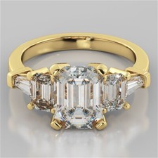 3.00 Ct Emerald Cut Lab Created Diamond Engagement Wedding Ring 14K Yellow Gold