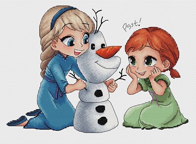 Frozen Elsa und Anna Kinder Olaf Schneemann Disney gezählt Kreuzstich Set 14 Stück