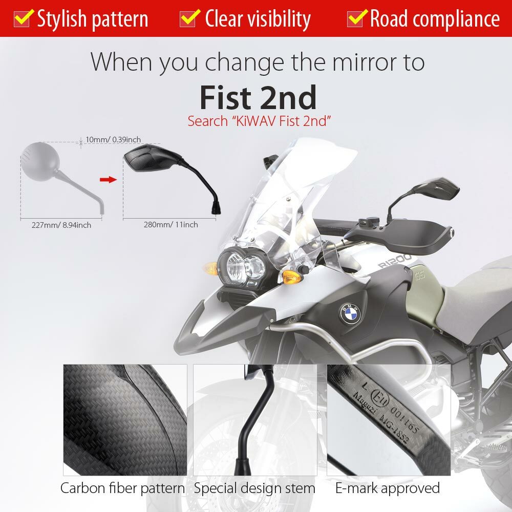 -OE replacement mirrors FB-247 for BMW R 1200GS/ R 1200 R Black pair