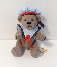 Vintage Nancy Fruetal 3" Jointed Teddy Bear  Sailor Hat And Bib 1986