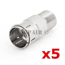 5 Pack Lot - F Type Quick Plug RF Coax Cable Adapter Connector - Male to Female
