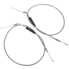 38" Softail Dyna Stainless Steel Throttle and Idle Cable for Harley Super Glide