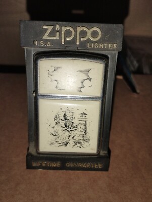 Zippo Lighter Scrimshaw Ship, Seltenes Sammlerstück
