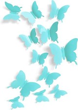 Cute Blue Butterfly Wall Decor 24 pcs, Girls Room Decals, Teal