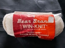 NEW VINTAGE 2 OZ WHITE BEAR BRAND WIN KNIT 4 PLY KNITTING WORSTED YARN BUCILLA