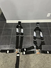 Stroud Safety 5-Point V-Style Camlock Racing Harness Set Of 2 Black READ