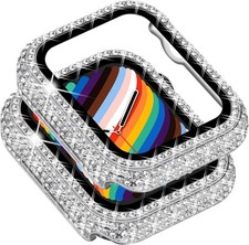 Bling Case with Screen Protector for Apple Watch Series 6/5/4 44mm, Silver