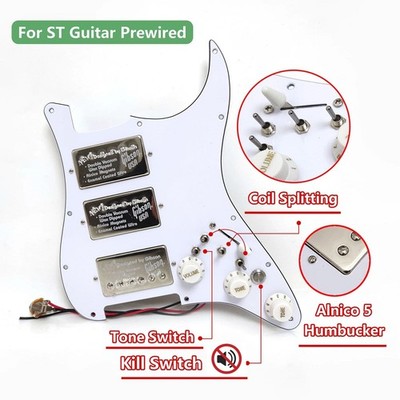 HHH Prewired Loaded Pickguard with Humbucker Pickups for Fender Strat Guitar