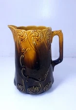 Antique Aurthur Wood English Brown Glaze Earthenware Pitcher