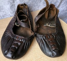 RARE Vintage Antique Hutsul Postoly Ukrainian traditional leather Shoes Boots 