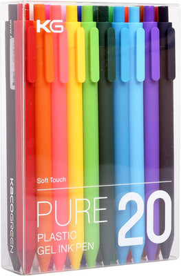 Kaco PURE Colored Gel Pens 0.5mm 20 Pieces Set Colorful Multi-color Ink Fine Poi