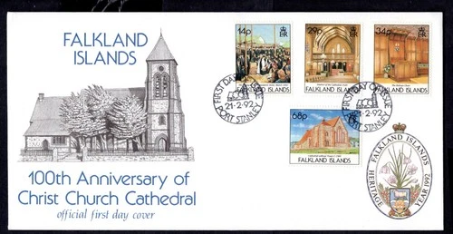 Falkland Islands - 1992 100th Anniversary of Christ Church First Day Cover