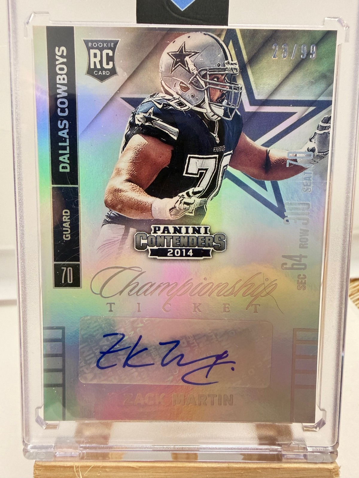 Zack Martin Panini Contenders #189 Autograph Championship Ticket