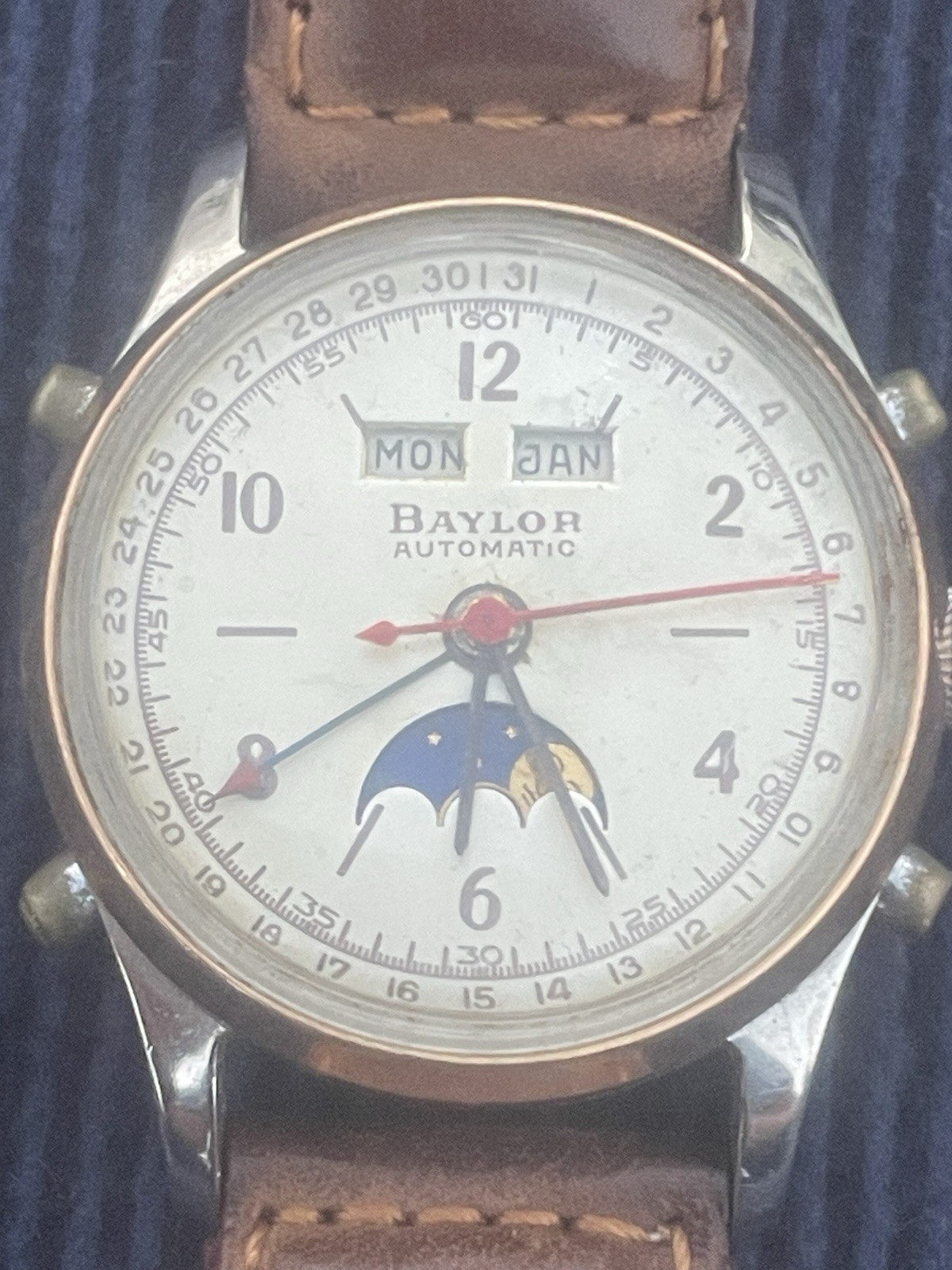 Vintage Baylor automatic moon phase calendar keep… - image 2