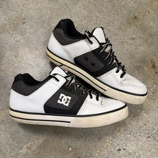 DC Shoes Pure XE Mens Size 9.5 White Black Leather Skateboarding Sneakers