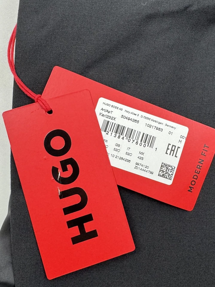 $398 NUEVO HUGO BOSS Para Hombres 42S Blazer Negro Sólido Abrigo Deportivo Traje Chaqueta Foto 3 de 4