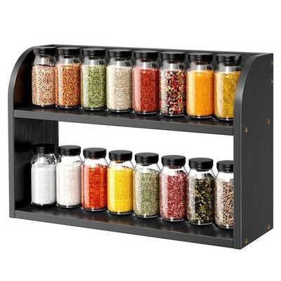 ROMGUAR CRAFT 2 Tier Bamboo Spice Rack, Countertop or Wall Mounting Wood Spic...