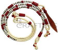 Natural Rope Red  Blk Knots Raw Hide Leather Horse Tack Show Romal Romel Reins
