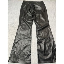 Old Navy Womens Higher High-Rise Flare Faux Leather Pants Black size 14