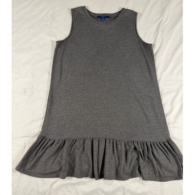 Apt. 9 Charcoal Gray Heather Sleeveless Drop Waist Ruffle Dress Large Lagenlook