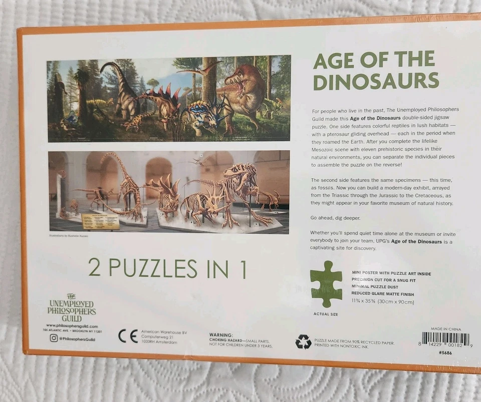 Unemployed Philsophers Guild Age of the Dinosaurs Double Sided 1000 Piece Puzzle - Image 2 of 4