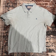 Penguin Polo Shirt Mens Size Large Teal Blue/Green Casual Short Sleeve *