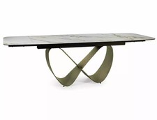 Tavolo Da Pranzo Estensibile 160-240Cm Ceramica Vetro Bianco Rame 12 Persone