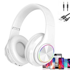 Over Ear Kids Bluetooth Headphones, Colorful LED Lights Headphones with Built...
