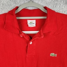 Lacoste Polo Shirt Mens Size 8 Red Pique Short Sleeve Croc Logo Casual Golf