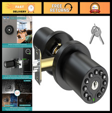 Keyless Entry Door Knob with Code, Auto Lock, 50 User Codes, Easy Install, Matte
