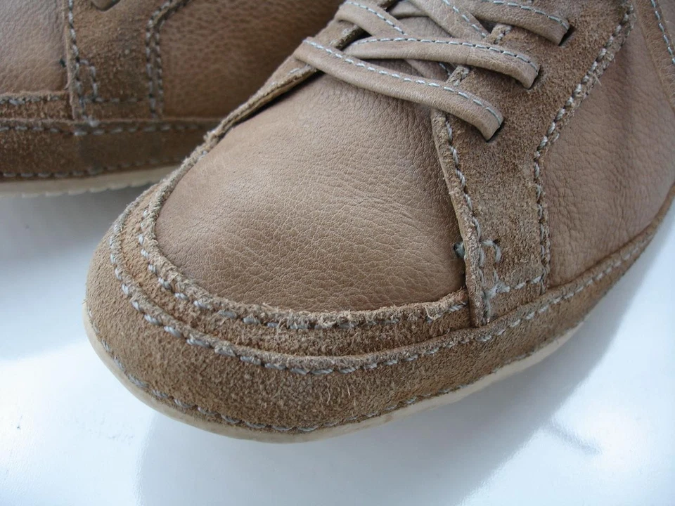 Para mujeres Talla 7.5 M Frye Hiedra Beige Tostado Cuero Zapatos Tenis Con Cordones Planos Oxfords Foto 3 de 4